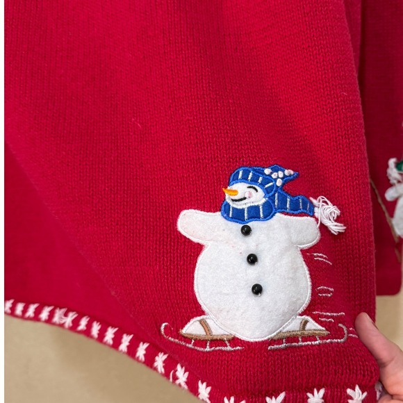 Tiara International Christmas Collection 2004 Red Snowman Sweater Cardigan M - Picture 8 of 8